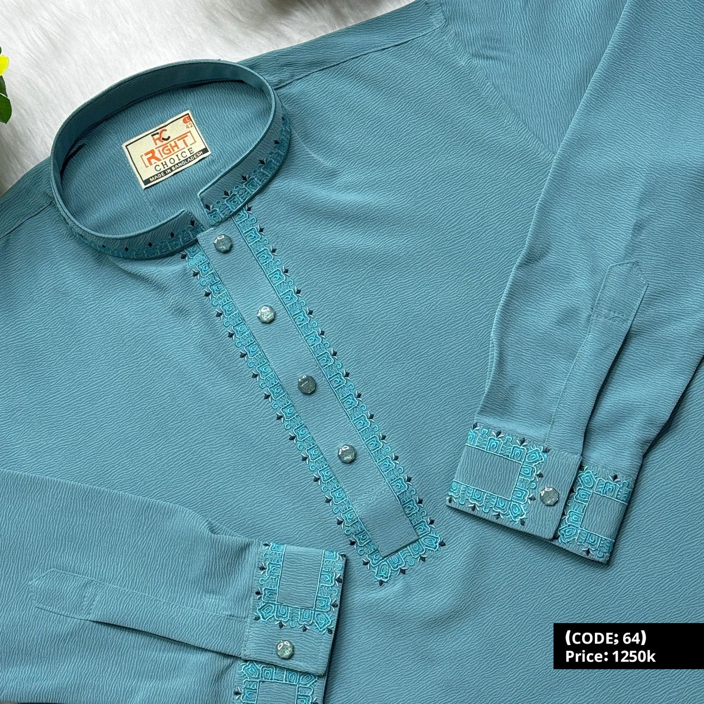 স্টাইলিশ কাফ হাতা স্ন্যাপ বাটন পাঞ্জাবি 🔥 64