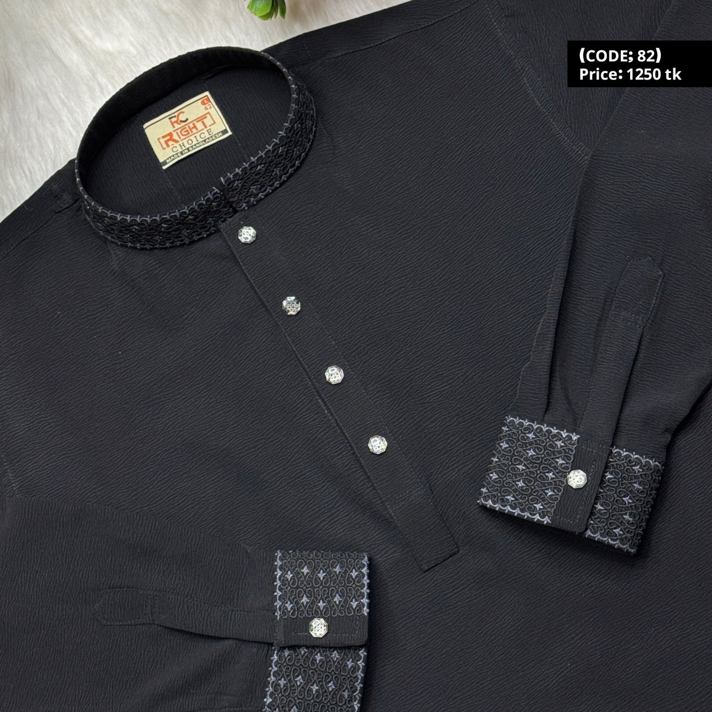 স্টাইলিশ কাফ হাতা স্ন্যাপ বাটন পাঞ্জাবি 🔥 82