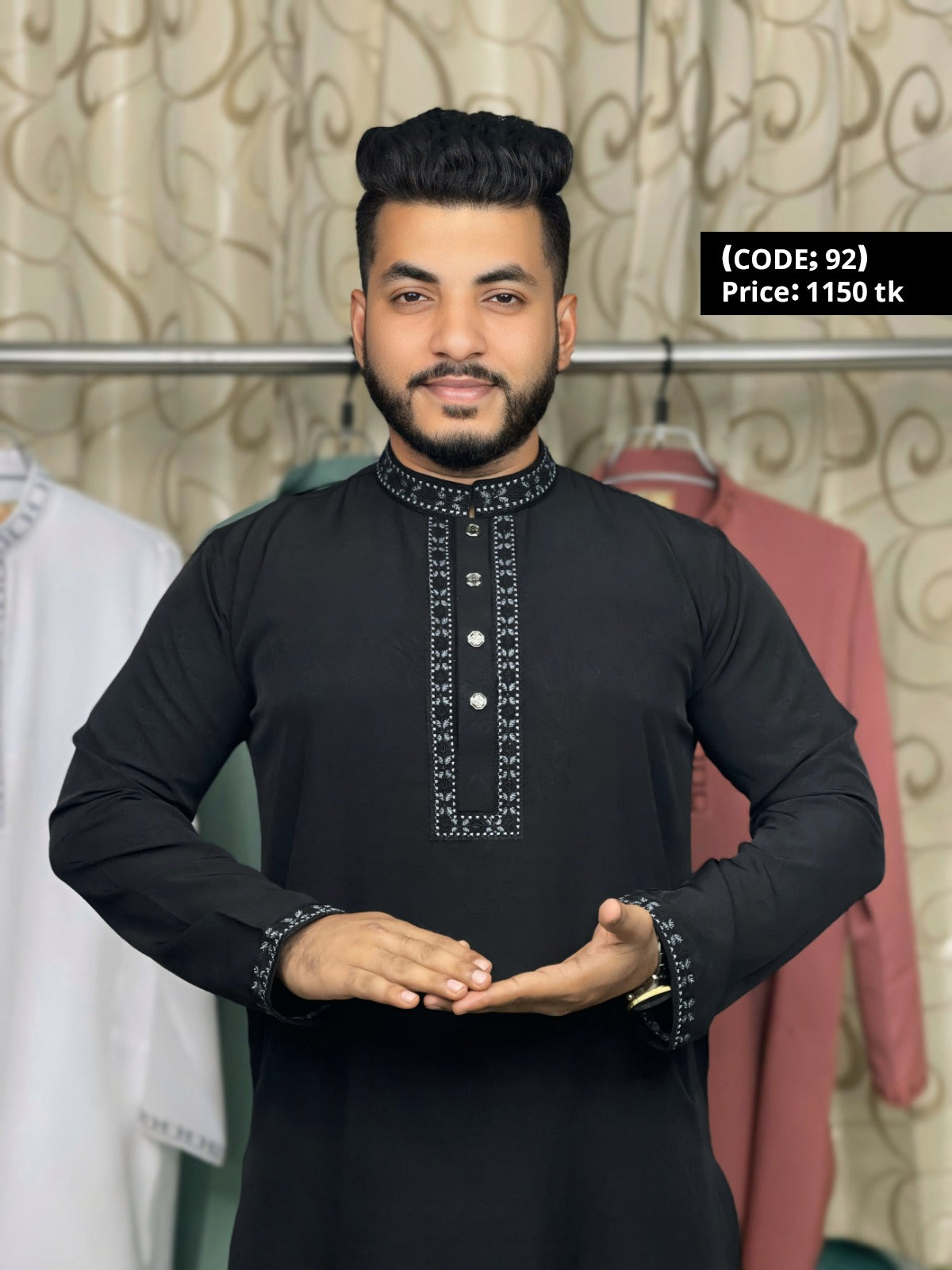 অরিজিনাল চায়না মাইক্রো স্ট্রাইপস পাঞ্জাবি🔥 92