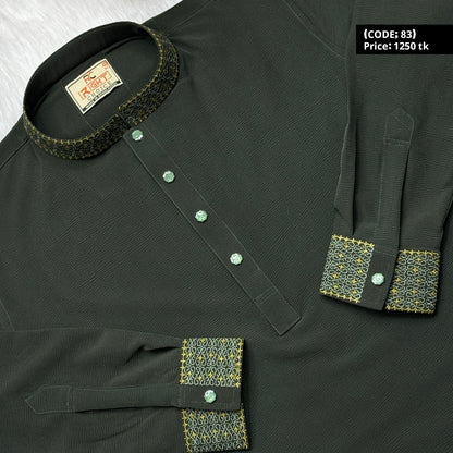 স্টাইলিশ কাফ হাতা স্ন্যাপ বাটন পাঞ্জাবি 🔥 83