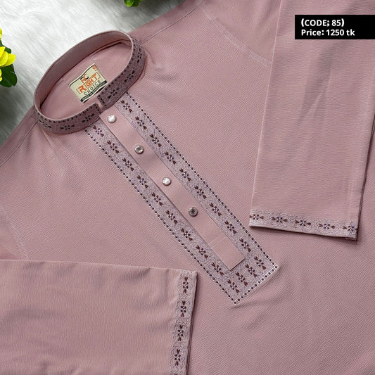চায়না জাফরান কটন এমব্রয়ডারি পাঞ্জাবি 🔥 85