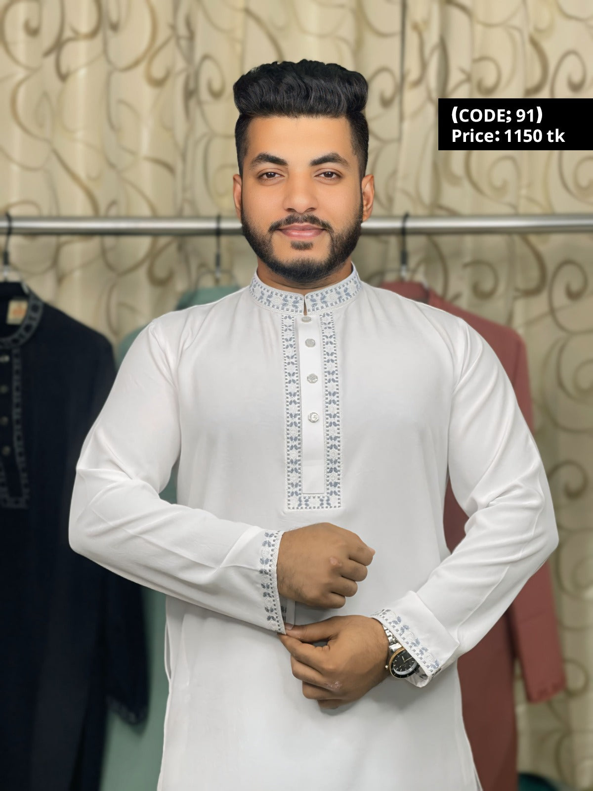 অরিজিনাল চায়না মাইক্রো স্ট্রাইপস পাঞ্জাবি🔥 91