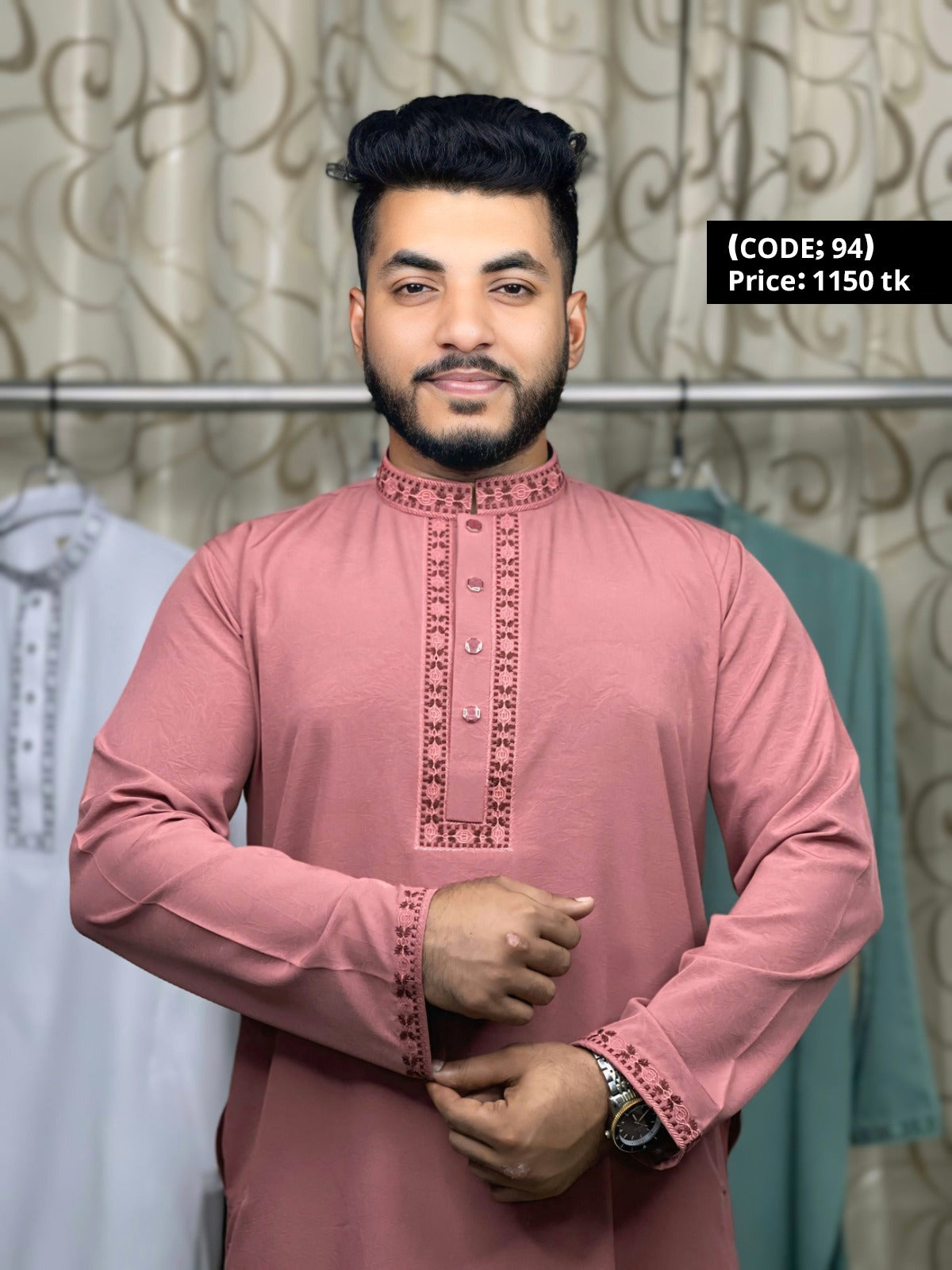 অরিজিনাল চায়না মাইক্রো স্ট্রাইপস পাঞ্জাবি🔥 94