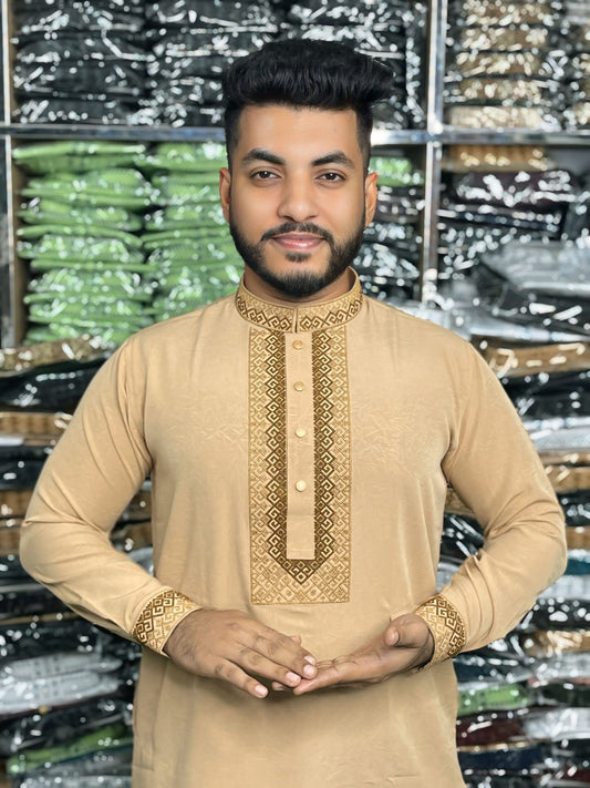 স্টাইলিশ কাফ হাতা স্ন্যাপ বাটন পাঞ্জাবি 🔥 NG-537