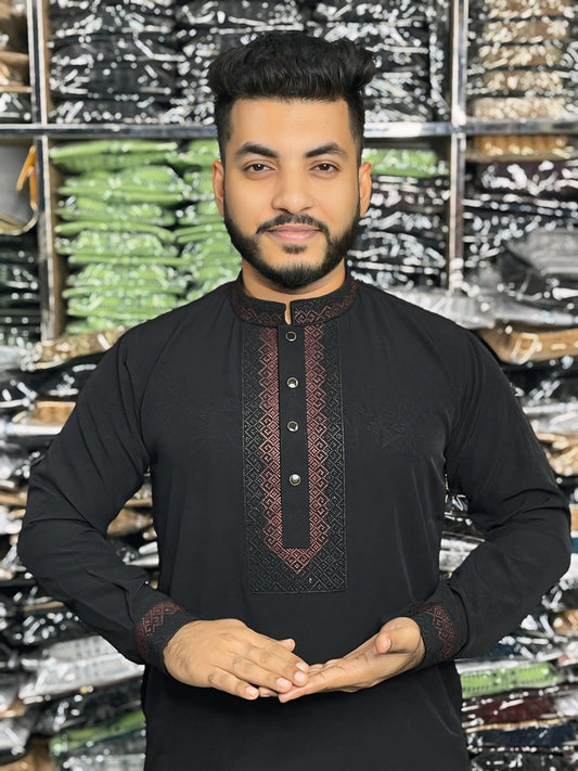 স্টাইলিশ কাফ হাতা স্ন্যাপ বাটন পাঞ্জাবি 🔥 NG-538