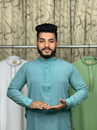 স্টাইলিশ কাফ হাতা স্ন্যাপ বাটন পাঞ্জাবি 🔥 64