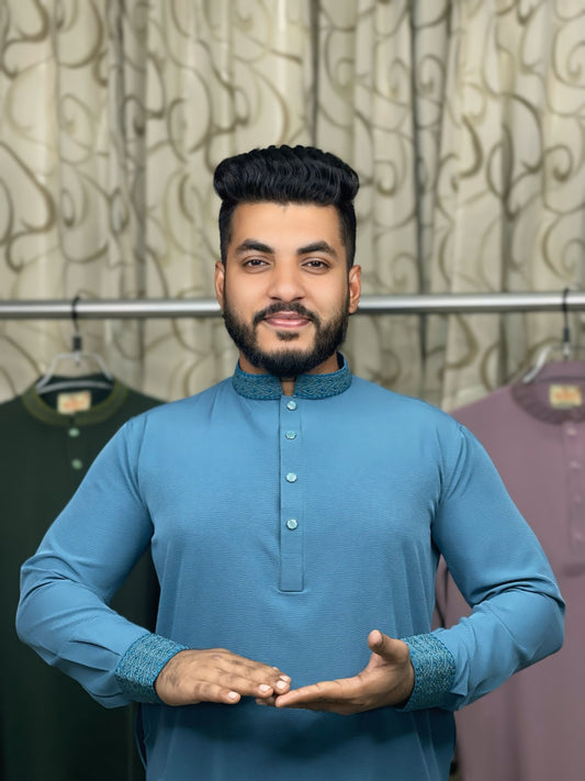 স্টাইলিশ কাফ হাতা স্ন্যাপ বাটন পাঞ্জাবি 🔥 84