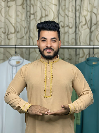 স্টাইলিশ কাফ হাতা স্ন্যাপ বাটন পাঞ্জাবি 🔥 62